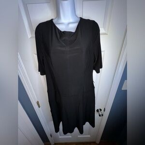 Chaps Women’s X Large Black Short Sleeve Jersey A-Line Dress XL Career